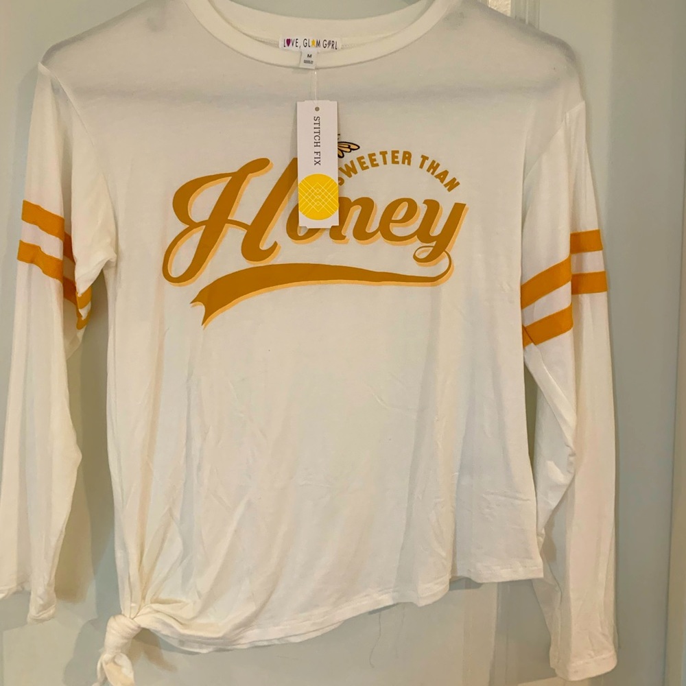 New girls LS tee shirt with side tie.